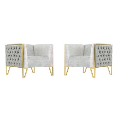 MANHATTAN COMFORT Vector Accent Chair in Grey and Gold (Set of 2) 2-AC054-GY